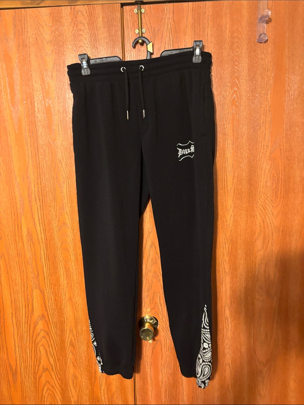 Dogg Supply Black Men's Jogger Sweatpants with Bandana Detail